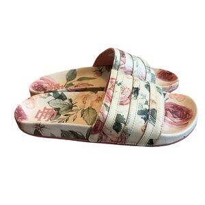 Adidas Adilette EE x Eric Emanuel Floral Print Slides Sandals Rose Size 9 Womens